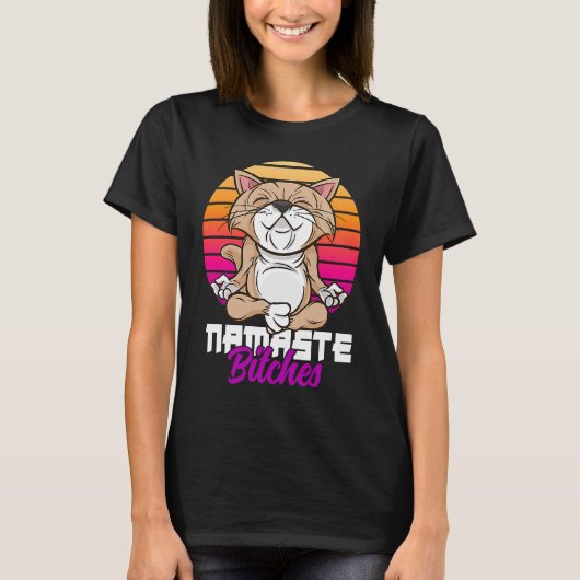 Namaste Cat Yoga Positive Vibes Sarcastic T-shirt (Voorkant)