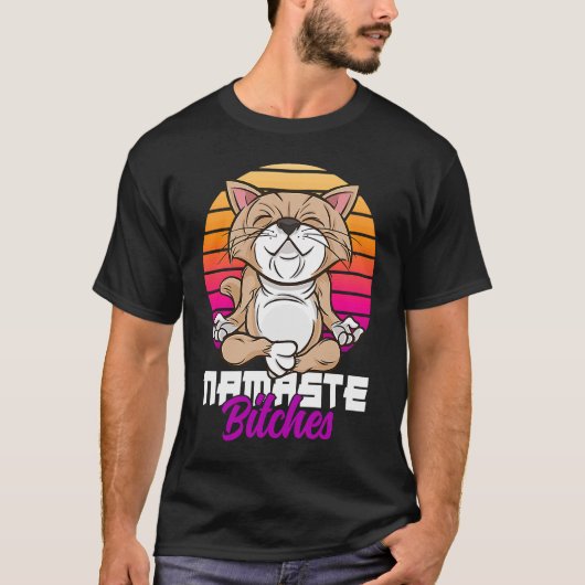 Namaste Cat Yoga Positive Vibes Sarcastic T-shirt (Voorkant)