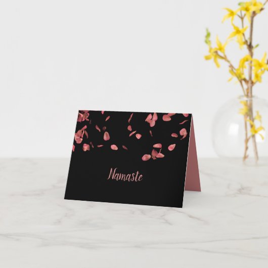 Namaste Citaat Dank u Romantisch Roos Petals Kaart (Gele Bloem)