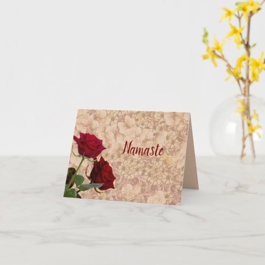 Namaste Citaat Dank u Rood Rozen Ontwerp Kaart (Gele Bloem)