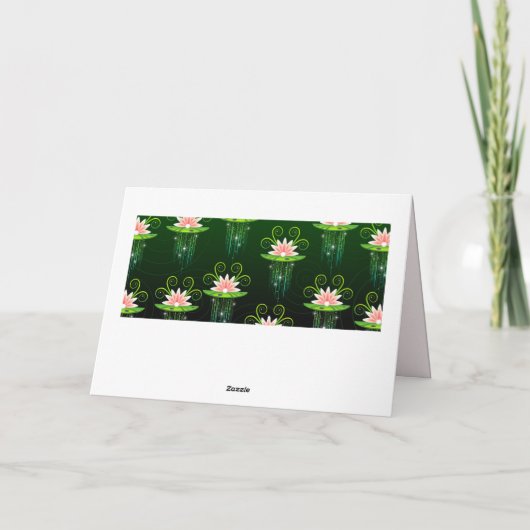 Namaste Citaat Dank u Roze Lilies op Groene Pad Kaart (Achterkant)