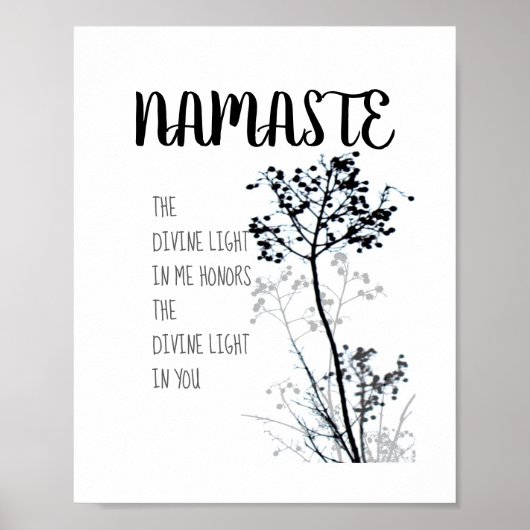 Namaste citaat poster zwarte en witte natuur (Voorkant)