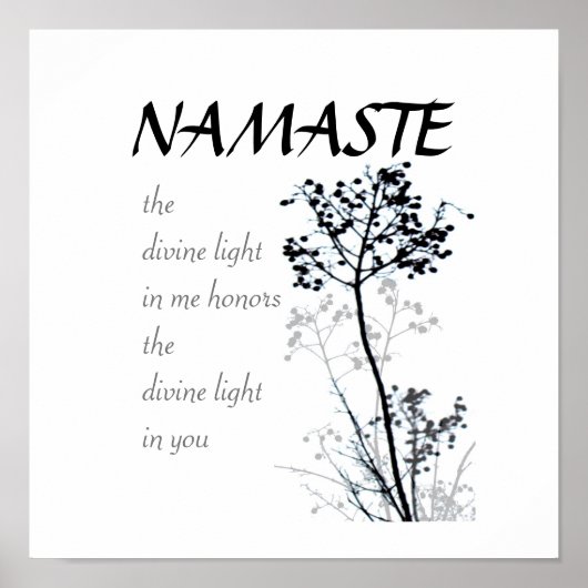 Namaste citaat poster zwarte en witte natuur (Voorkant)