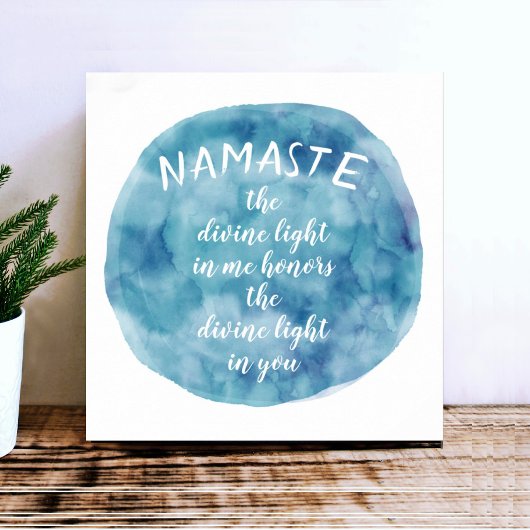Namaste citaat waterverf kunst blauw en wit poster