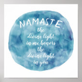 Namaste citaat waterverf kunst blauw en wit poster (Voorkant)