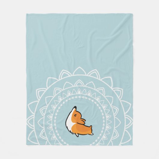 Namaste Corgi Fleece Throw Blanket (Voorkant)
