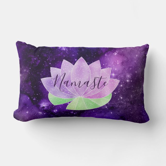 Namaste Cosmic Paars Lotus Flower Chic Cozy Kussen (Voorkant)