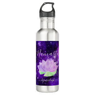 Namaste Cosmic Paars Lotus Flower Monogram Waterfles