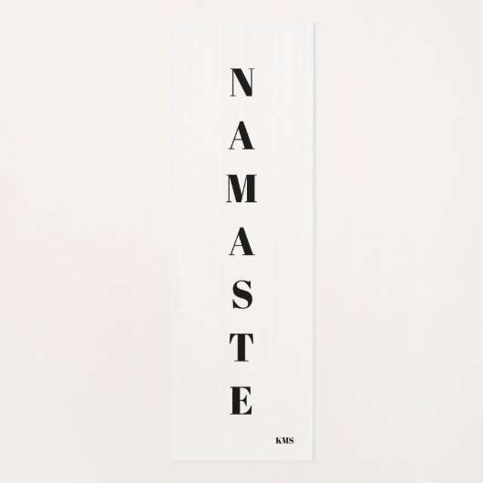 Namaste Custom Initialen Yoga Mat Black en White (Voorkant)