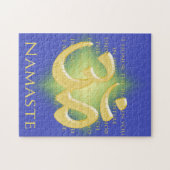 Namaste Definitie met Om Symbol - op Blauw Legpuzzel (Horizontaal)