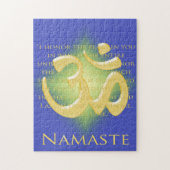 Namaste Definitie met Om Symbol - op Blauw Legpuzzel (Verticaal)