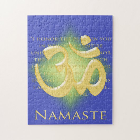Namaste Definitie met Om Symbol - op Blauw Legpuzzel (Verticaal)