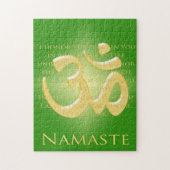 Namaste Definitie met Om Symbol - op Groen Legpuzzel (Verticaal)