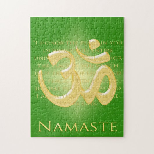 Namaste Definitie met Om Symbol - op Groen Legpuzzel (Verticaal)
