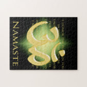 Namaste Definitie met Om Symbol - op Zwart Legpuzzel (Horizontaal)