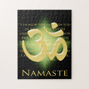 Namaste Definitie met Om Symbol - op Zwart Legpuzzel