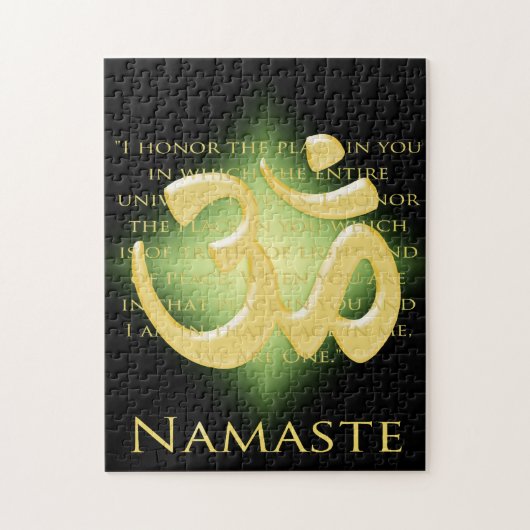 Namaste Definitie met Om Symbol - op Zwart Legpuzzel (Verticaal)