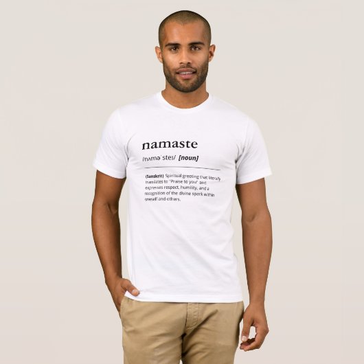 Namaste Definitie Minimalistische Moderne Yoga Lov T-shirt (Voorkant volledig)