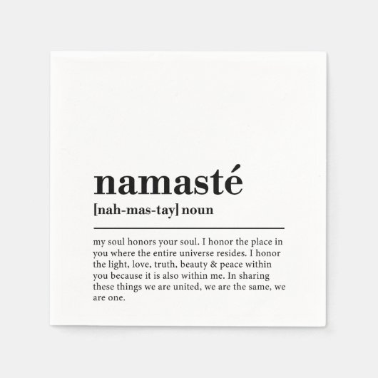 Namaste Definitie Yoga Moderne Minimale Meditatie Servet (Voorkant)