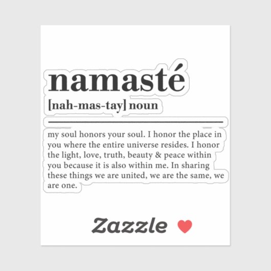 Namaste Definitie Yoga Moderne Minimale Meditatie Sticker (Vel)