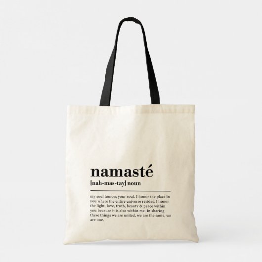 Namaste Definitie Yoga Moderne Minimale Meditatie Tote Bag (Achterkant)