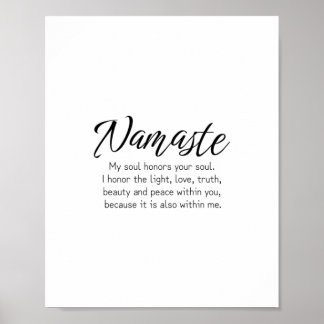 Namaste definitie Zen, Yoga, Inspirerend quote Poster