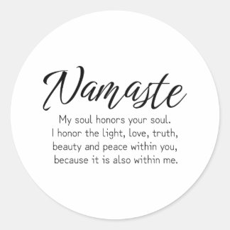 Namaste definition Zen,Yoga, Inspirational quote Ronde Sticker