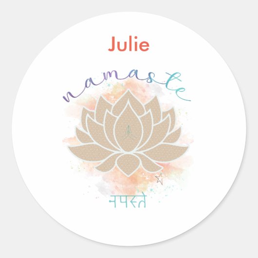 Namaste en Lotus Design Ronde Sticker (Voorkant)