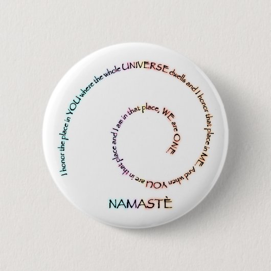 Namaste en zijn betekenis ronde button 5,7 cm (Voorkant)