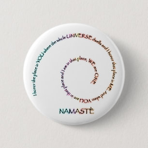 Namaste en zijn betekenis ronde button 5,7 cm