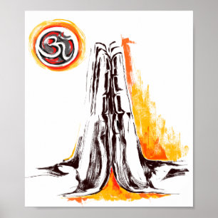 Namaste, gevouwen handpostuur poster