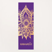 Namaste Gold Paarse Lotus Flower Mandala Yogamat (Voorkant)