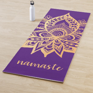 Namaste Gold Paarse Lotus Flower Mandala Yogamat