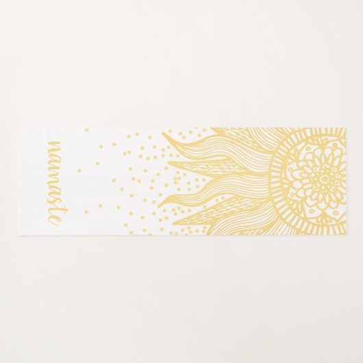 Namaste Gold Sun Mandala Confetti White Yogamat (Achterkant (horizontaal))