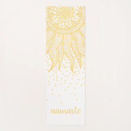 Namaste Gold Sun Mandala Confetti White Yogamat