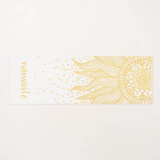 Namaste Gold Sun Mandala Confetti White Yogamat (Voorkant (horizontaal))