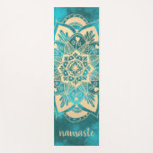 Namaste Gold Turquoise Flower Mandala Yogamat (Voorkant)