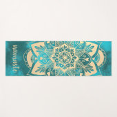 Namaste Gold Turquoise Flower Mandala Yogamat (Voorkant (horizontaal))