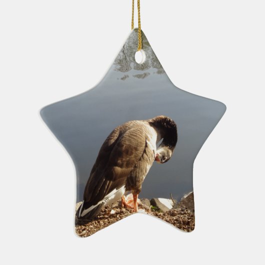 Namaste Goose bows head, Natuur, Wildlife, Vogels Keramisch Ornament (Rechts)