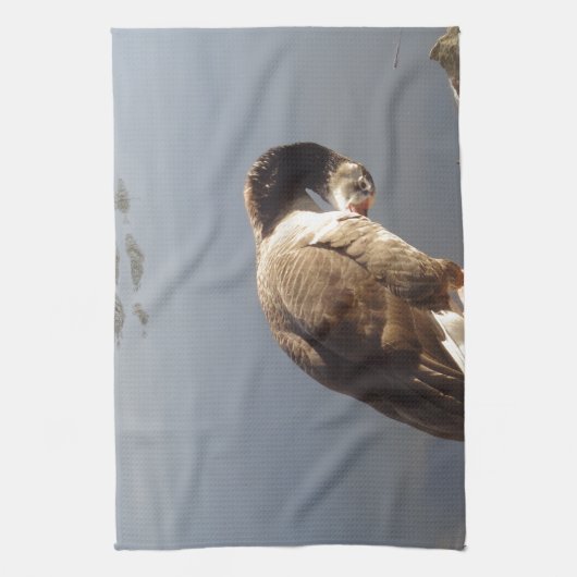 Namaste Goose bows head, Natuur, Wildlife, Vogels Theedoek (Verticaal)