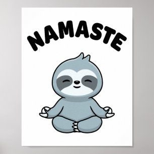 Namaste Grappige Schattige Luiaard Kawaii Yoga Lui Poster
