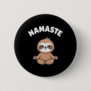 Namaste Grappige Schattige Luiaard Kawaii Yoga Lui Ronde Button 5,7 Cm