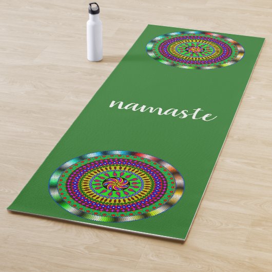 Namaste Green Mandala Flower Yogamat (In situ)