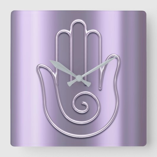 Namaste Greeting Urban Joga Lavender Violet Hand Vierkante Klok (Voorkant)