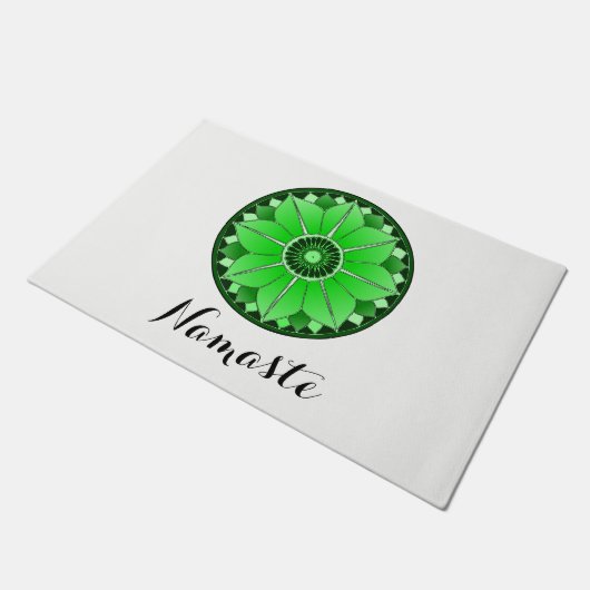 NAMASTE Groene Bloem Spiritueel Lotus Mandala Wit Deurmat (Schuin)
