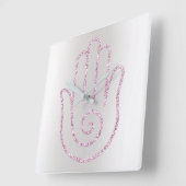 Namaste Groet Grijs Glitter Roze Hand Vierkante Klok (Hoek)