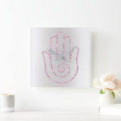 Namaste Groet Grijs Glitter Roze Hand Vierkante Klok (Huis)