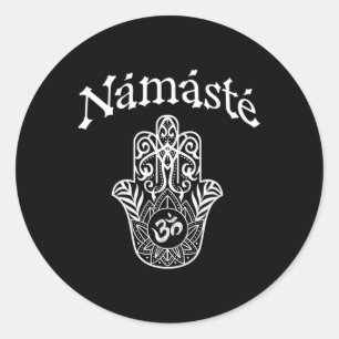 Namaste Hand Hamsa Yoga Hinduisme Veda's Ohm _1 Ronde Sticker