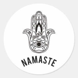 Namaste Hand Hamsa Yoga Hinduisme Veda's Ohm Ronde Sticker