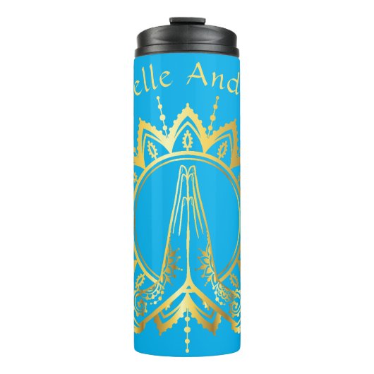 Namaste Hands Reis waterfles Thermosbeker (Voorkant)